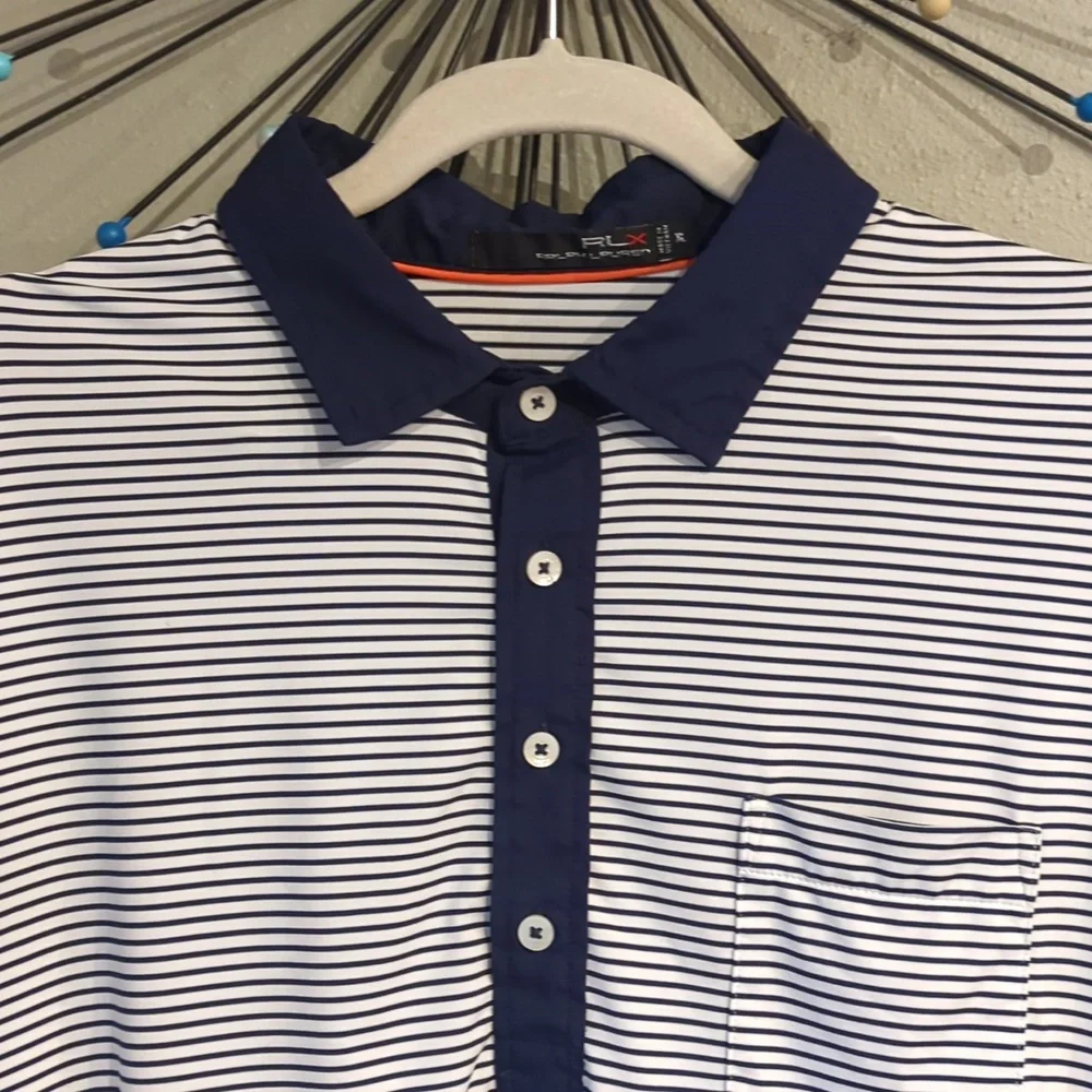 Vacation Golf Ralph Lauren X Active Wear XL Polo White Blue Striped Nautical